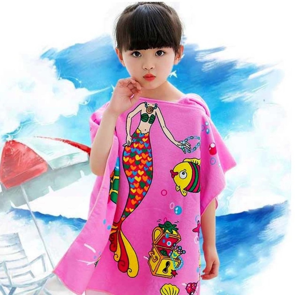 Colorful Mermaid Hooded‎ Beach Towel/Swimsuit Coverup for Littles